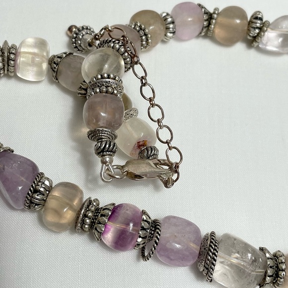 Chunky Amethyst and Pewter necklace - Picture 3 of 7